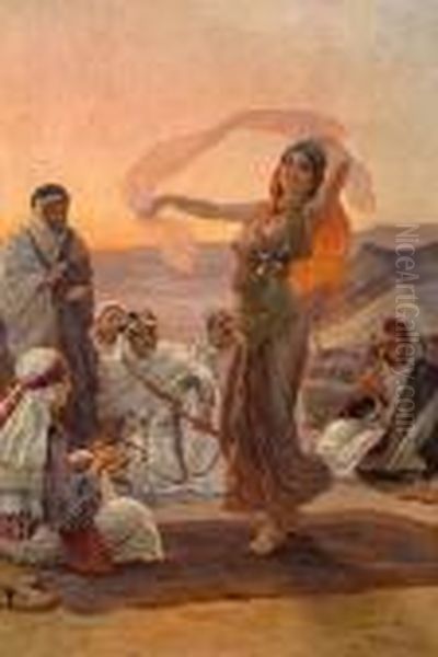 Dancer In Cairo Oil Painting by Otto Pilny