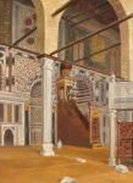 Blick In Die El Mnayyad Moschee Oil Painting by Otto Pilny