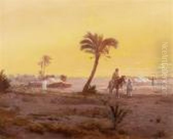 Desert
Landscape Near Cairo Oil Painting by Otto Pilny