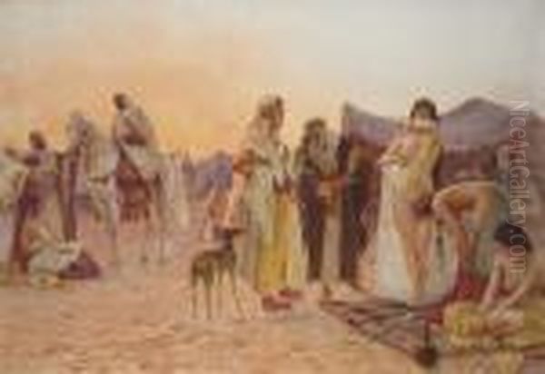 Slave Market Oil Painting by Otto Pilny