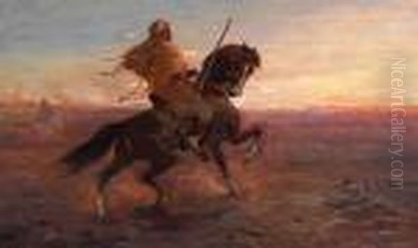 Cavalier Dans Le Desert Oil Painting by Otto Pilny