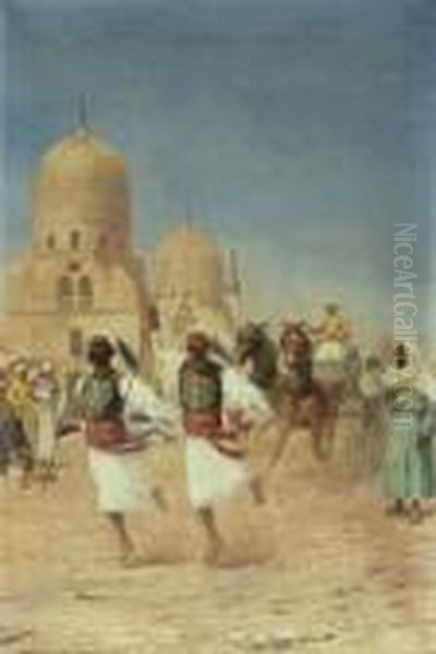 Orientalische Strassenszene Oil Painting by Otto Pilny