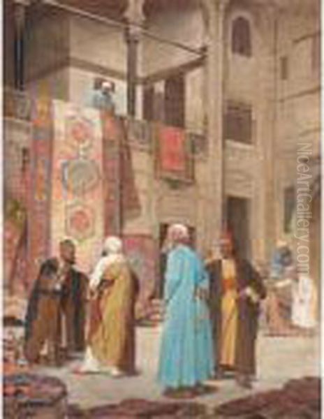 The Carpet Seller Oil Painting by Otto Pilny