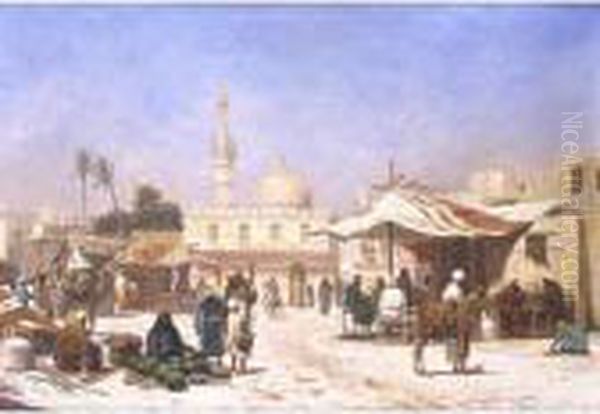 Market Square, Cairo Oil Painting by Otto Pilny