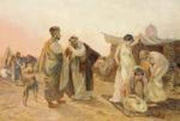 The Slave Market Oil Painting by Otto Pilny