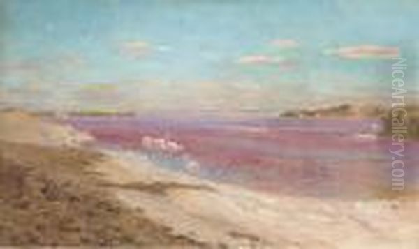 The Flamingo Lake Oil Painting by Otto Pilny