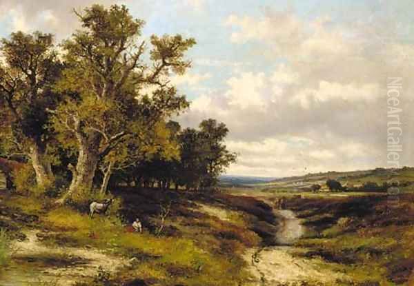 A summer landscape Oil Painting by Willem Roelofs