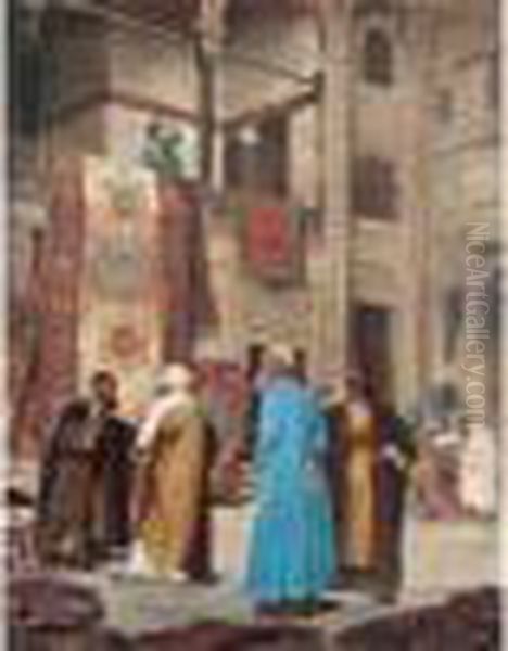 < Le Souk Des Tapis >. Oil Painting by Otto Pilny