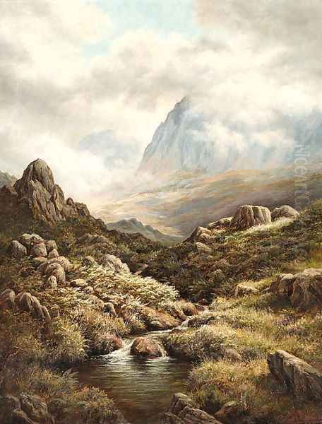 A flourishing mountainous landscape Oil Painting by Frederick E. Robertson