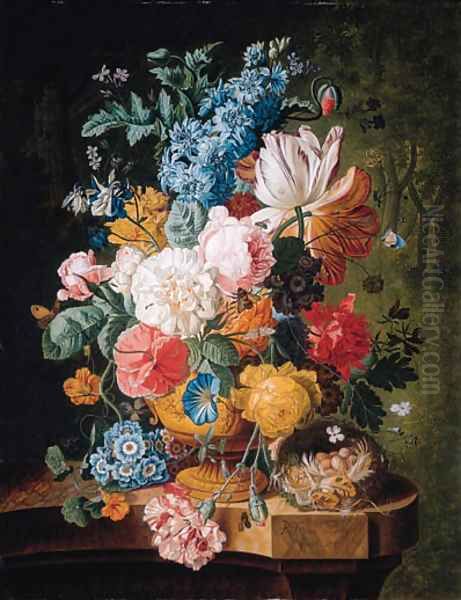 Flowers Oil Painting by Johan Christiaan Roedig