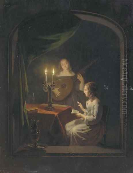 A Concert by Candlelight Oil Painting by Johannes Rosierse