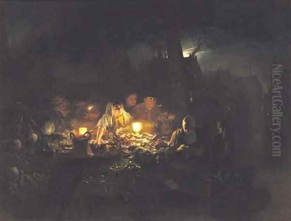 The Night Market Oil Painting by Johannes Rosierse