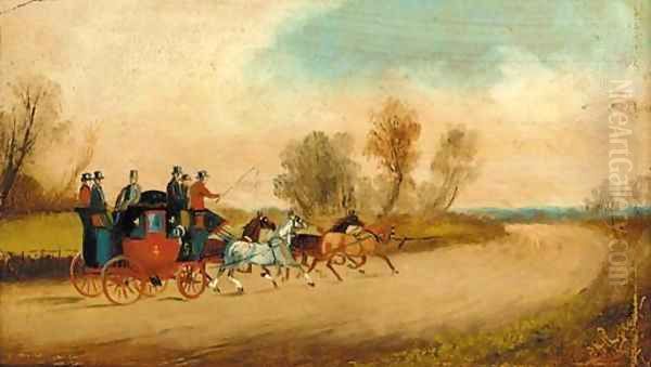 A coach and four before an inn in winter Oil Painting by Philip H. Rideout