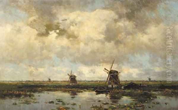 Molens bij Elshout Oil Painting by Willem Cornelis Rip