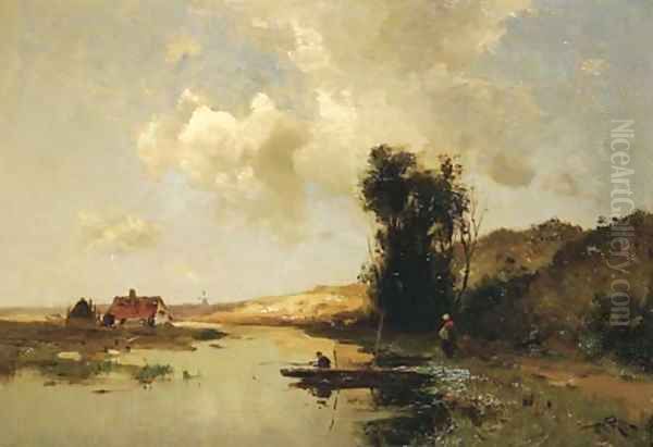 Omstreken van Loosduinen fisherman in the dunes Oil Painting by Willem Cornelis Rip