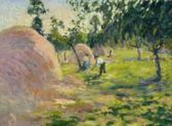 Fenaison Sous Les Pommiers Oil Painting by Robert Antoine Pinchon