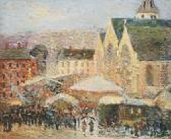 La Foire Saint-romain Sur La Place Saint-vivien, Rouen Oil Painting by Robert Antoine Pinchon