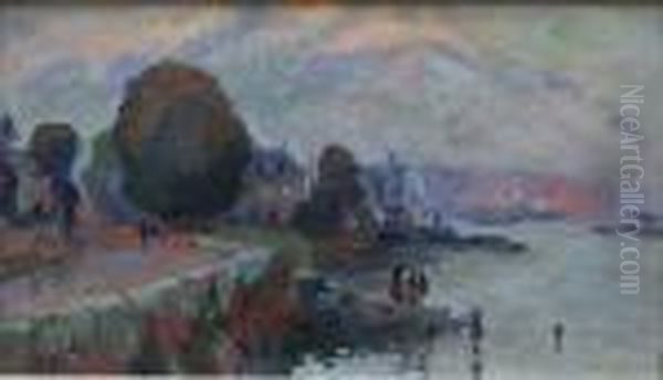 Bord De Seine A Croisset Oil Painting by Robert Antoine Pinchon