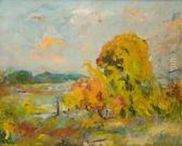 Paysage En Bord De Seine Oil Painting by Robert Antoine Pinchon