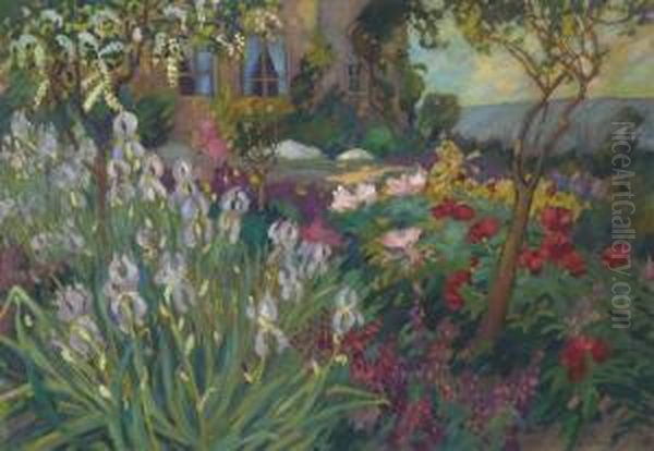 Le Jardin Aux Iris Oil Painting by Robert Antoine Pinchon