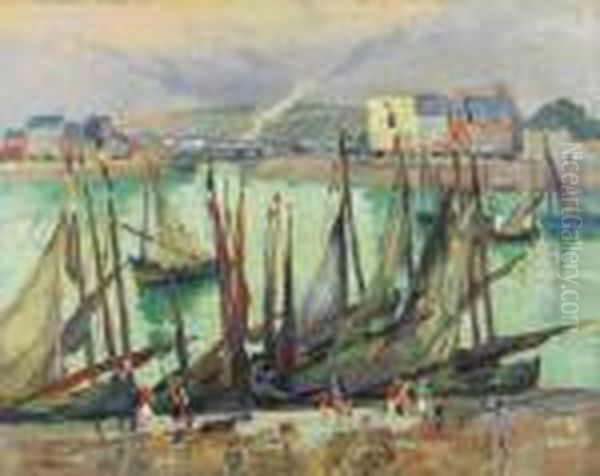 Vue Du Treport Oil Painting by Robert Antoine Pinchon