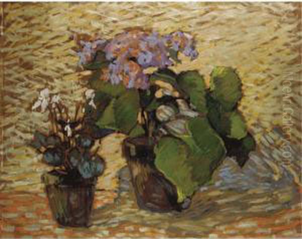 Pots De Geraniums Oil Painting by Robert Antoine Pinchon