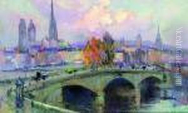 Rouen, Le Pont Corneille Oil Painting by Robert Antoine Pinchon