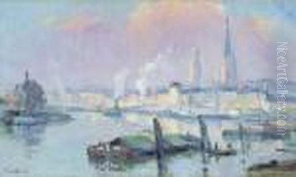 Vue De La Seine A Rouen Oil Painting by Robert Antoine Pinchon