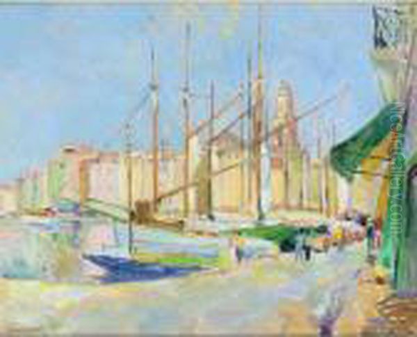 Port De St. Tropez Oil Painting by Robert Antoine Pinchon