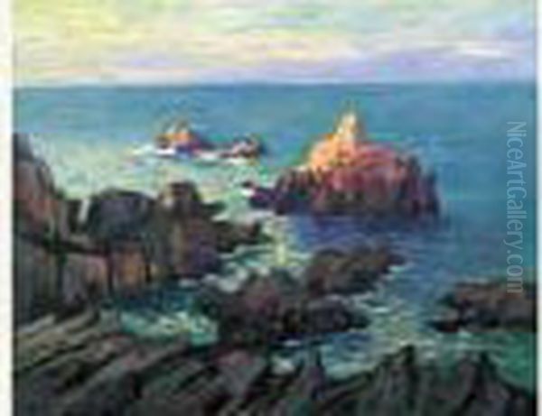 Rochers A Tregastel Au Soleil Couchant Oil Painting by Robert Antoine Pinchon