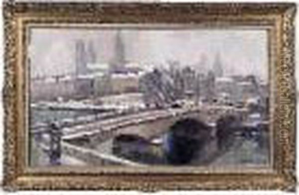 Pont A Paris Huile Sur Toile Signee En Bas A Droite Oil Painting by Robert Antoine Pinchon