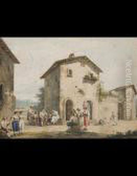 Il Canta Storie Del Villaggio Oil Painting by Bartolomeo Pinelli