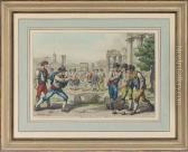 A Collection Of Picturesque Costumes Of Rome Oil Painting by Bartolomeo Pinelli