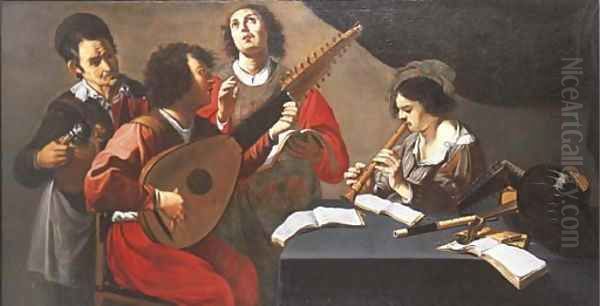 A concert in an interior Oil Painting by Theodoor Rombouts