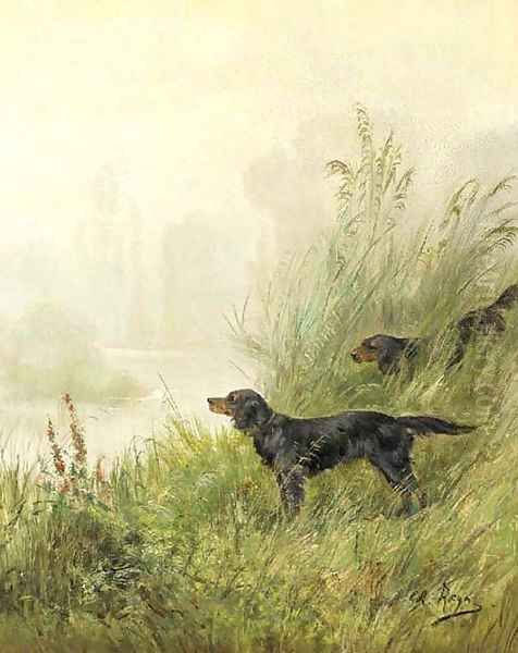 Setters in the marshes Oil Painting by Charles R. Reyne