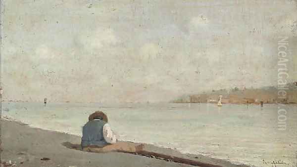 A rest on the shore Oil Painting by Ferdinando Ruggieri