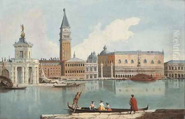 The Doge's Palace, Venice, with the Dogana and the Molo, from the Giudecca Oil Painting by Giovanni Richter