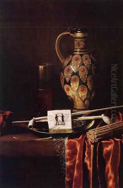 Smoker Still-Life Oil Painting by Hubert van Ravesteyn