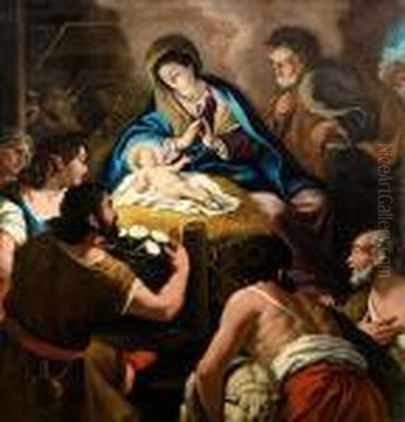 The Adoration Of The Shepherds Oil Painting by Domenico Piola