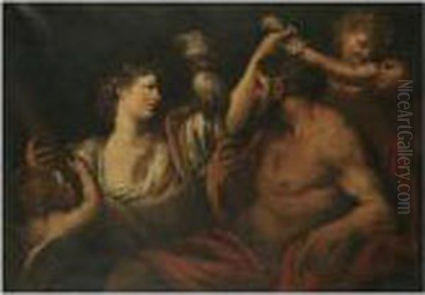 Hercules And Omphale Oil Painting by Domenico Piola