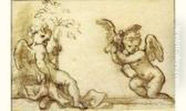 Deux Putti Oil Painting by Domenico Piola