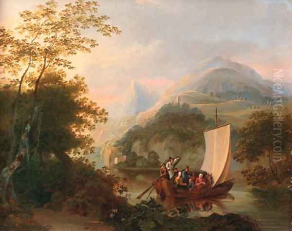 The ferry Oil Painting by Johannes Rost