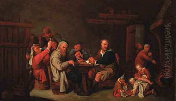 Peasants in a cottage interior Oil Painting by David Ryckaert