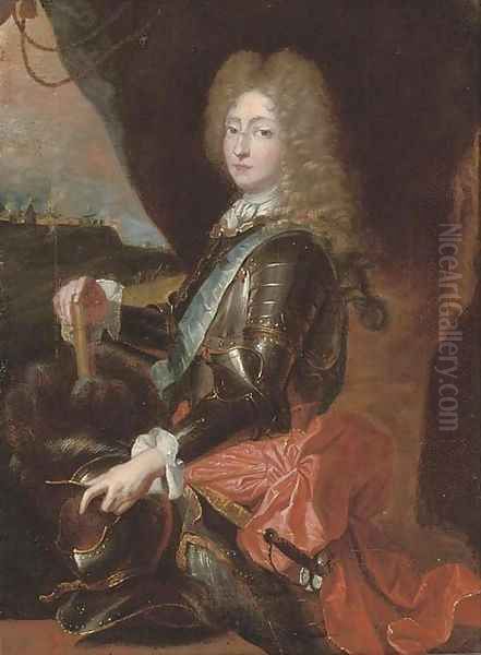 Portrait of a gentleman, traditionally identified as Prince Eugene of Savoy (1663-1736) Oil Painting by Hyacinthe Rigaud