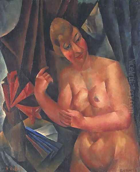 Nude in blue interior Oil Painting by Vera Rockline