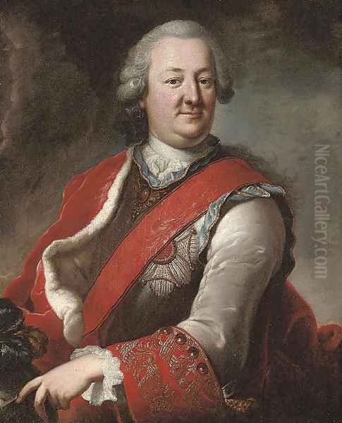 Portrait of a gentleman Oil Painting by Of Hyacinthe Rigaud