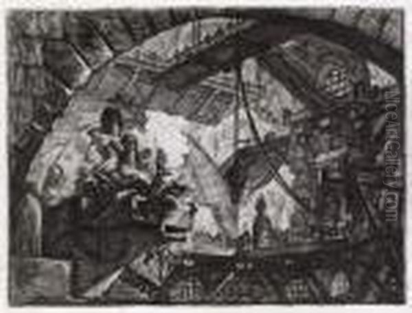 Prisoners On A Projecting Platform Oil Painting by Giovanni Battista Piranesi