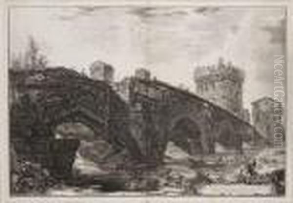 Veduta Del Ponte Lugano Su L'anione Oil Painting by Giovanni Battista Piranesi