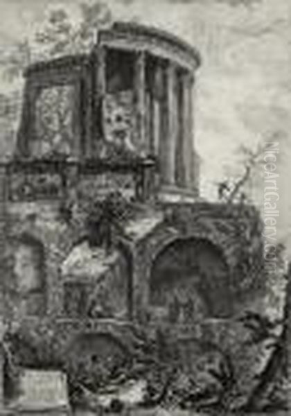 Two Views Of The Temple Of The Sibyl, Tivoli Oil Painting by Giovanni Battista Piranesi