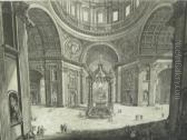 Veduta Interna Della Basilica Di S 
Pietro In Vaticanovicino Alla Tribuna Oil Painting by Giovanni Battista Piranesi